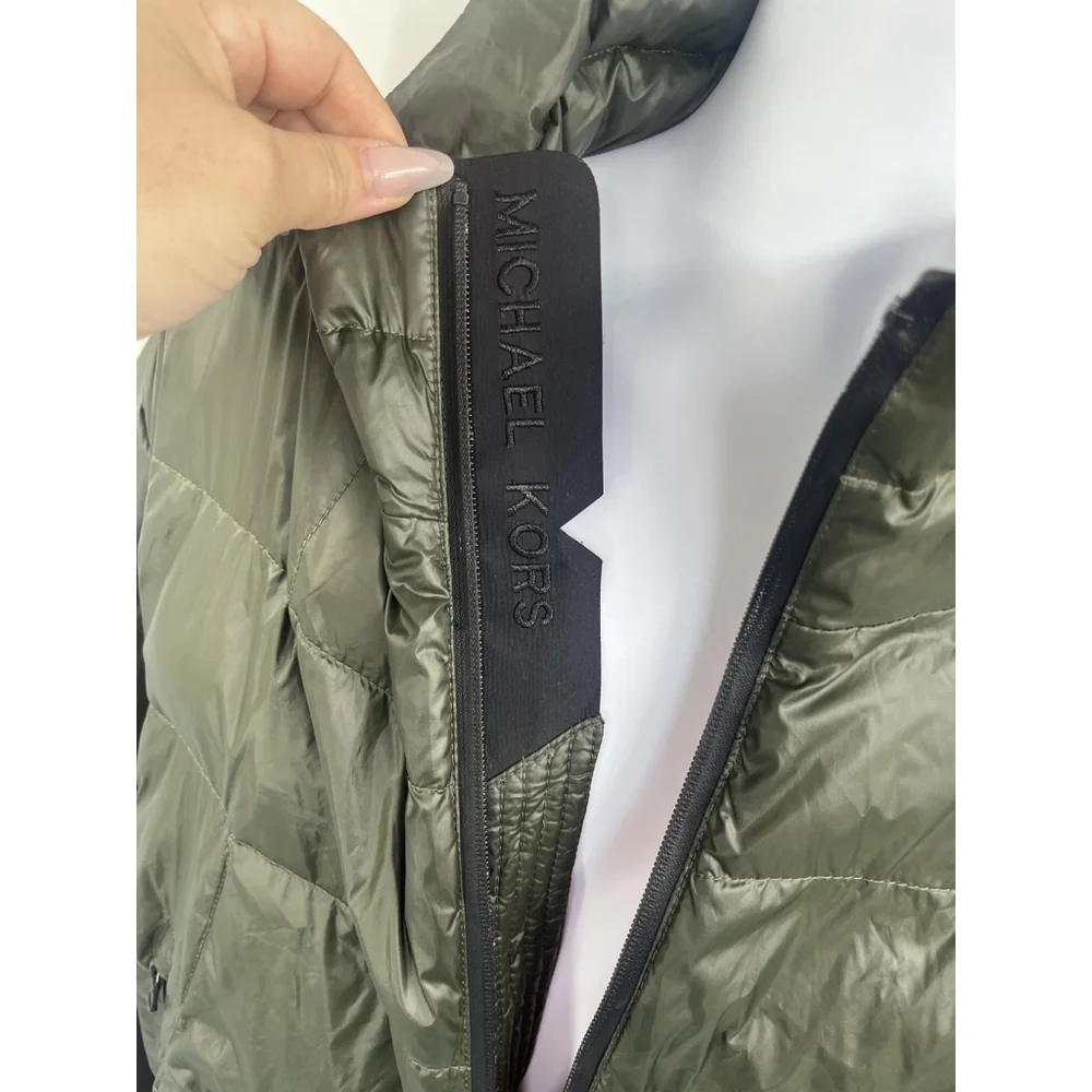 Michael Kors Jacket Mens 3XL Green‎ Down Puffer Thumbholes Full Zip Winter Coat
